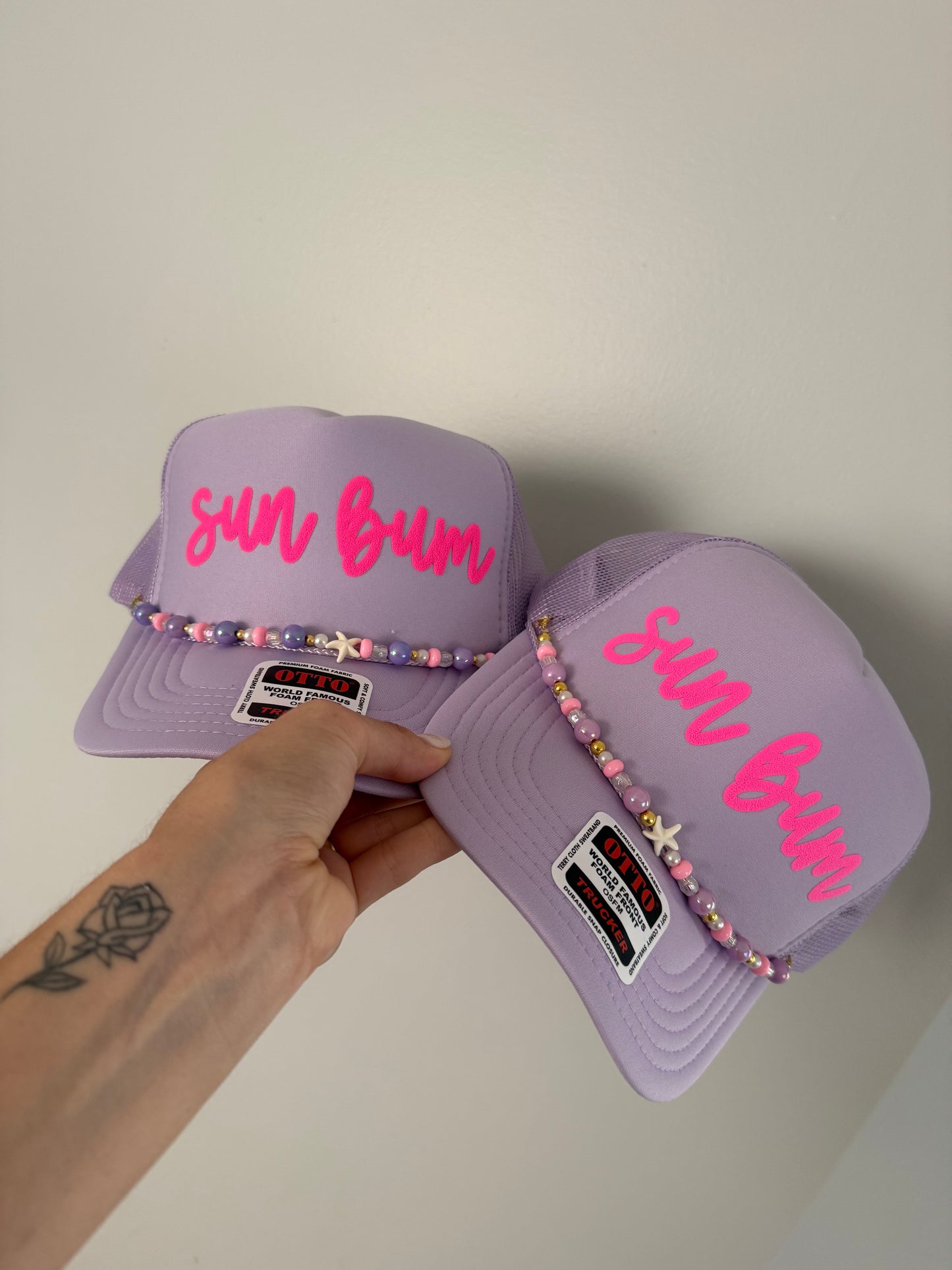 lavender sun bum trucker hat