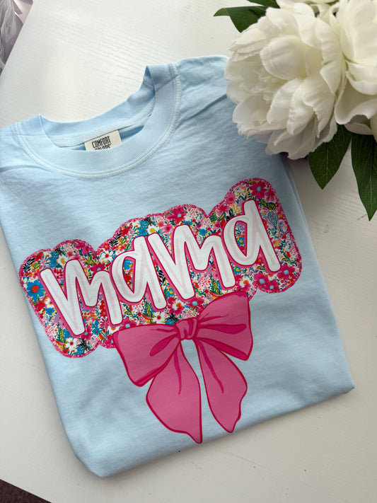 Pink Floral Bow Mama Tee