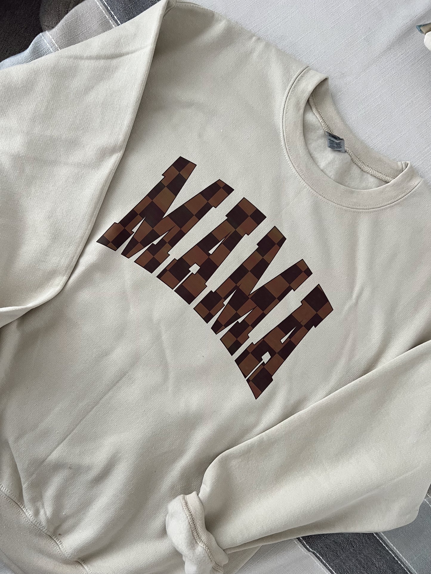 Sand Checkered Crewneck