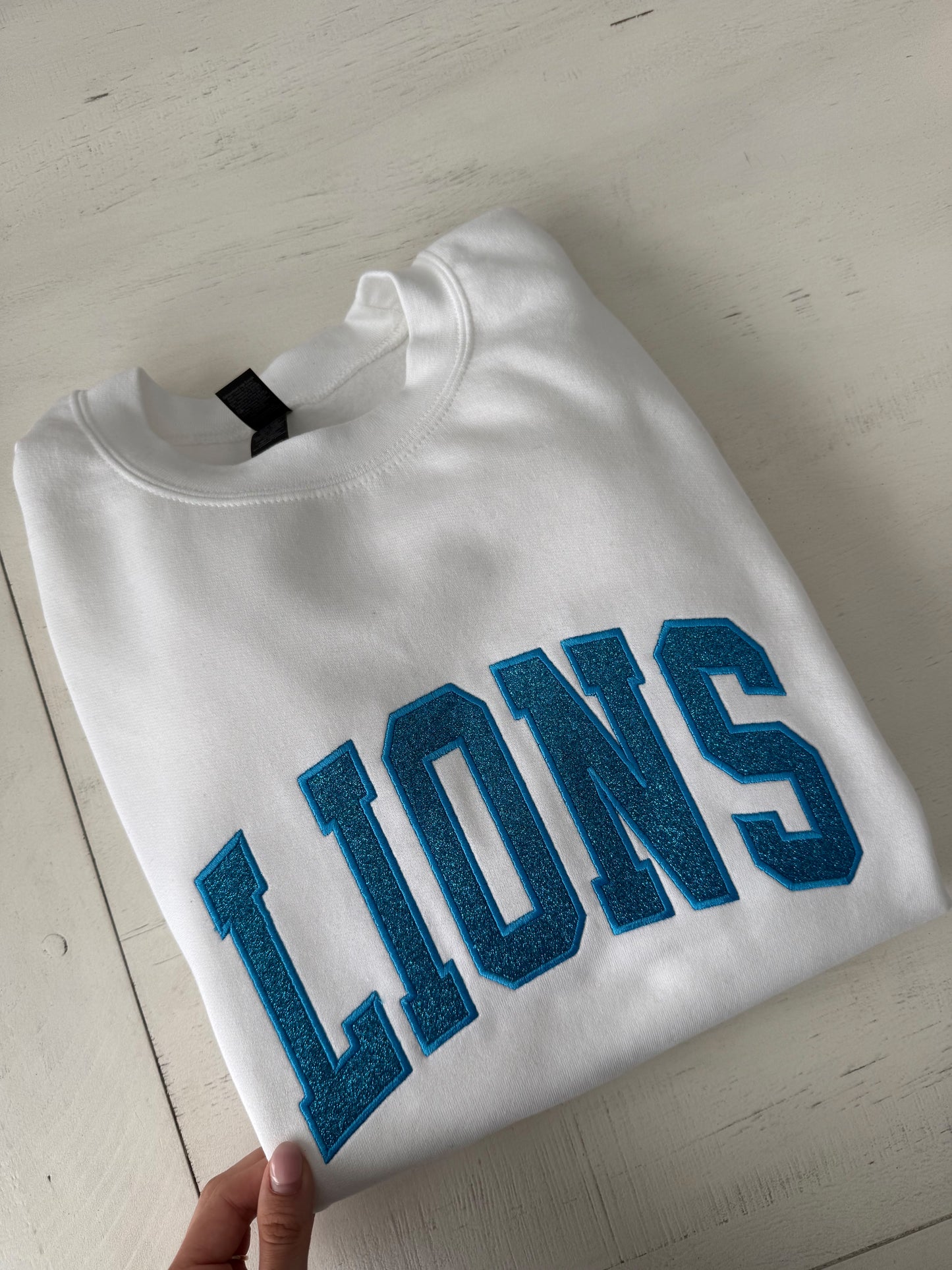 Glitter Lions Embroidered Crewneck Sweatshirt