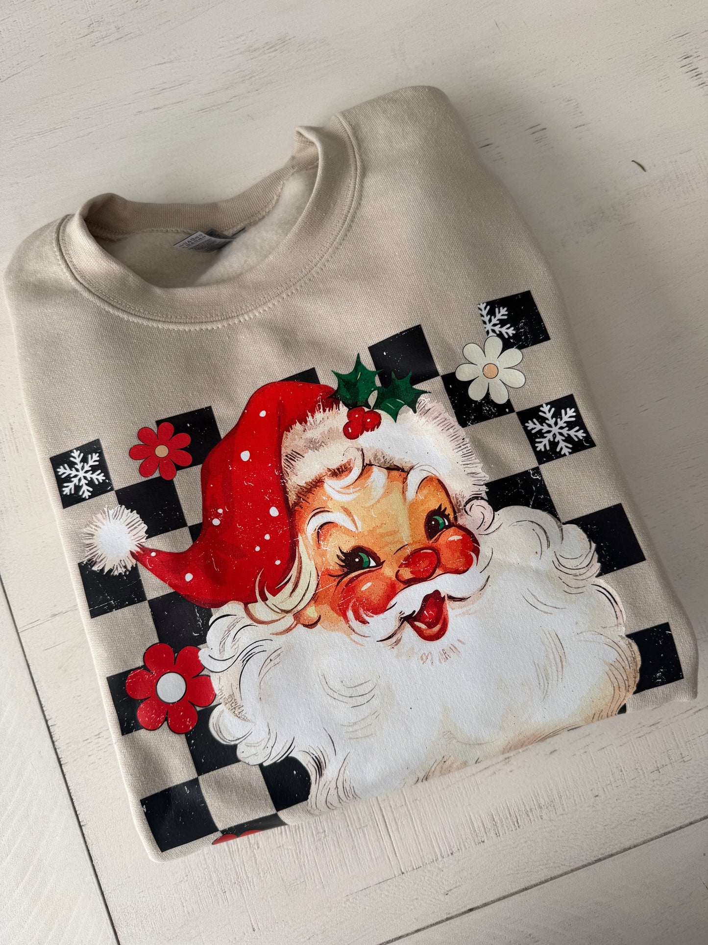 Checkered Santa Crewneck