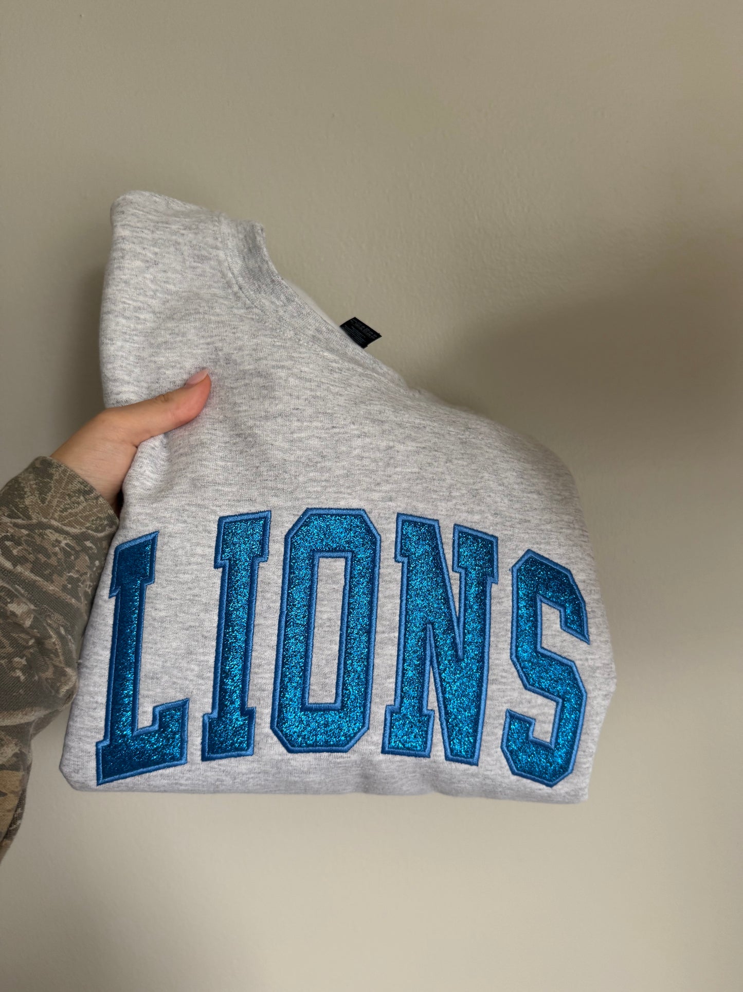 Glitter Lions Embroidered Crewneck Sweatshirt