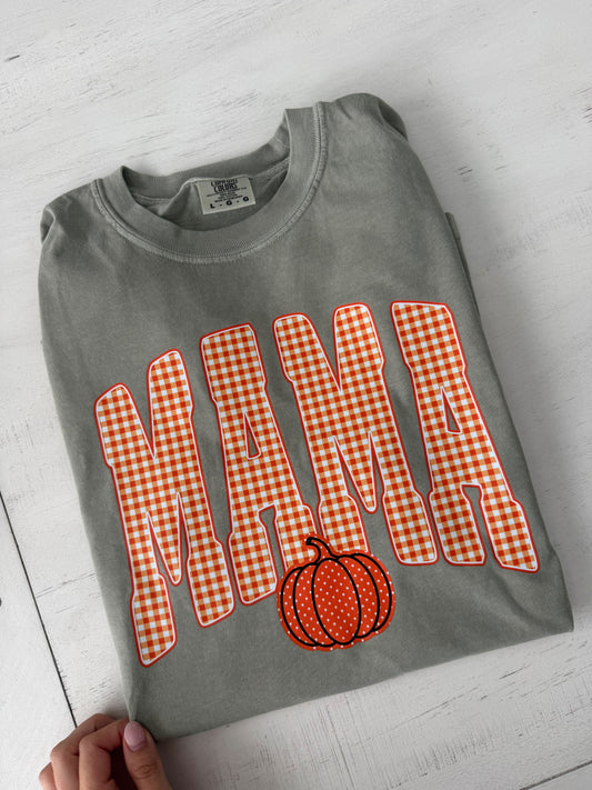 Checkered Pumpkin Mama Tee