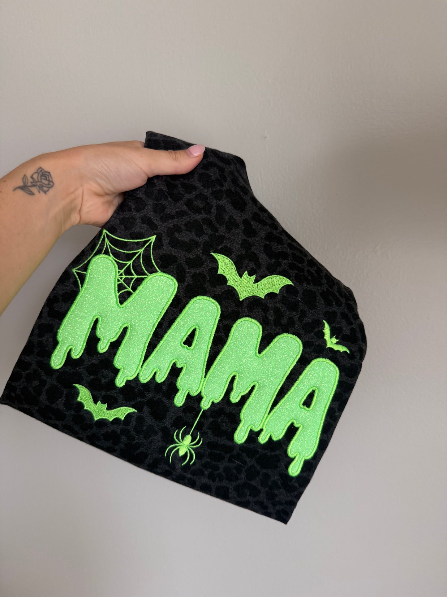 Embroidered Halloween Mini Leopard Tee - Youth Sizes