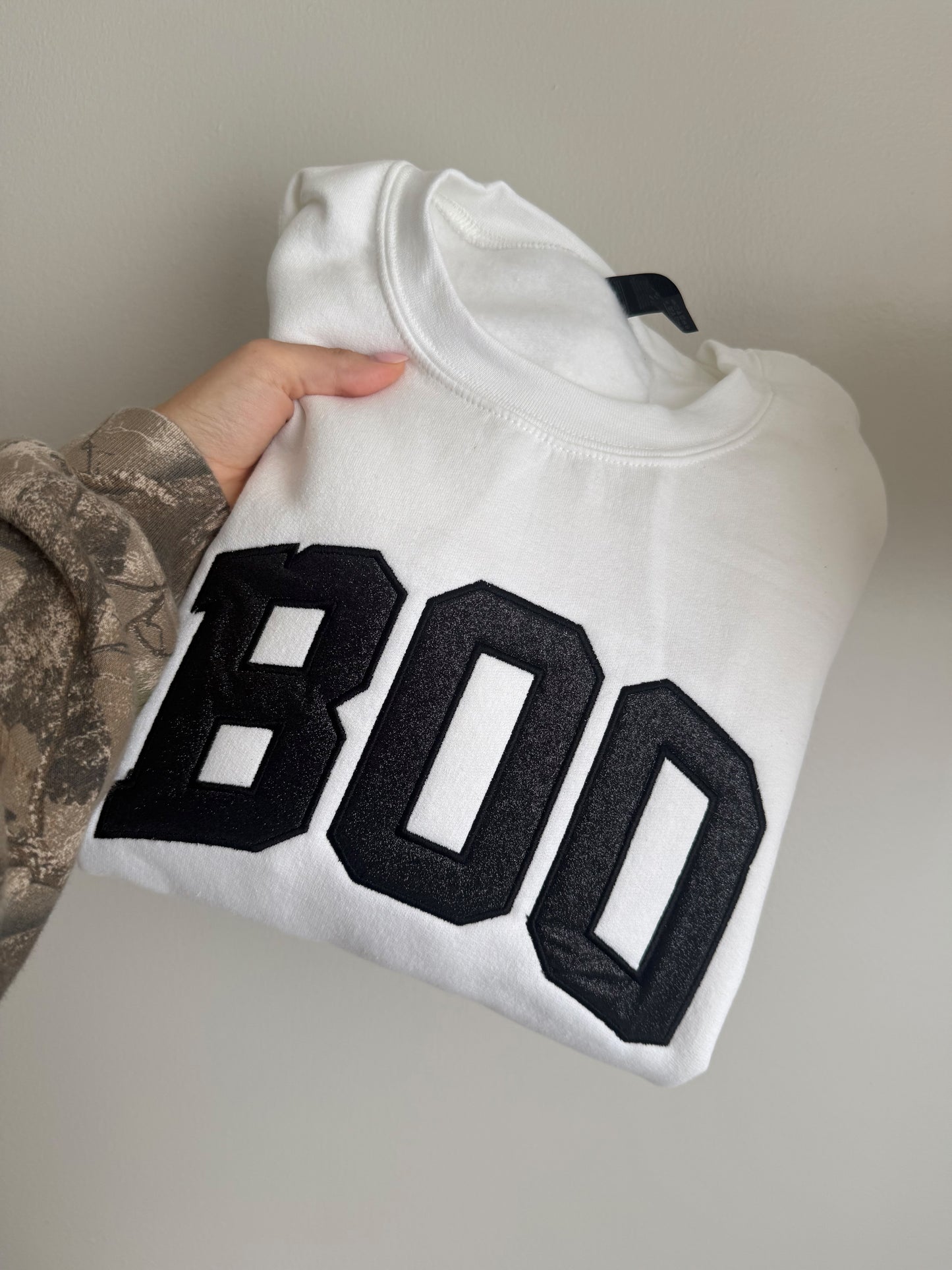 Embroidered Glitter Boo Crewneck Sweatshirt